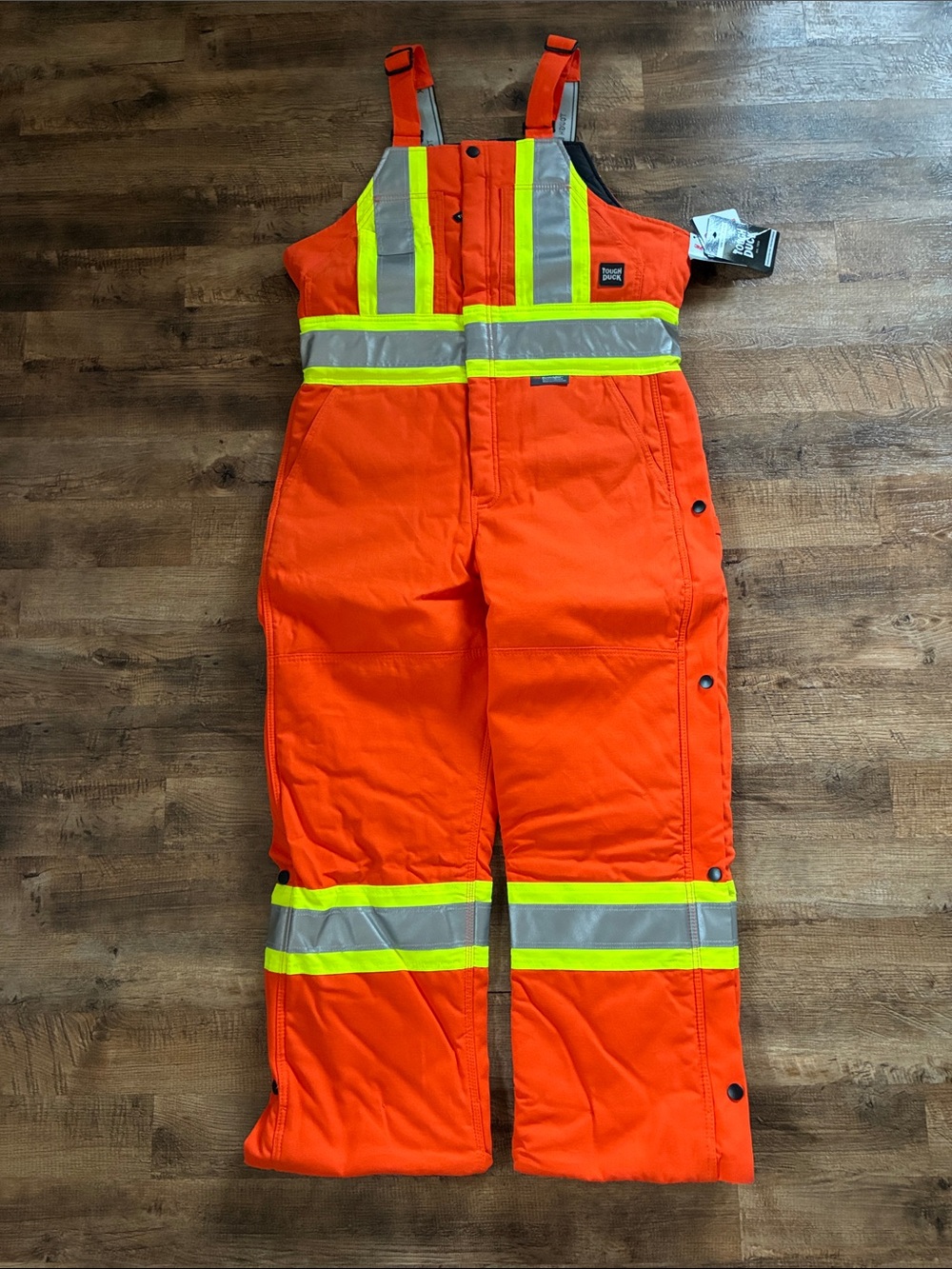NWT  Tough Duck High-Visibility Orange Safety Bib Overalls - Lined
